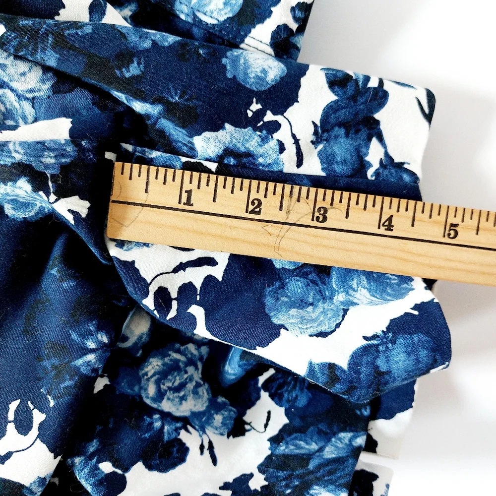 Blue Floral‎ Print Midi Tailored Shorts The Limited size 6 Flat Front 4